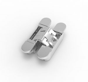 The red dot design winning argenta® invisible chrome concealed hinge shown here S5 smallest size.