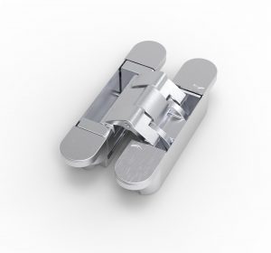 The red dot design winning argenta® invisible stainless steel concealed hinge shown here in the M6 medium size.