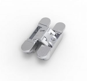 The red dot design winning argenta® invisible stainless steel concealed hinge shown here in the S5 smallest size.