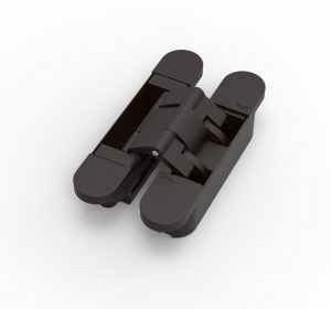The red dot design winning argenta® invisible black umber concealed hinge shown here M6 smallest size.